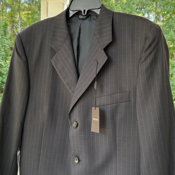 Pavone Charcoal Pinstripe Worsted Wool Suit - Jacket (41R) & Pants (35W/32L)-NWT - Picture 1 of 11